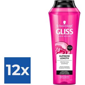 Gliss Kur Supreme Length Shampoo 250 ml - Voordeelverpakking 12 stuks