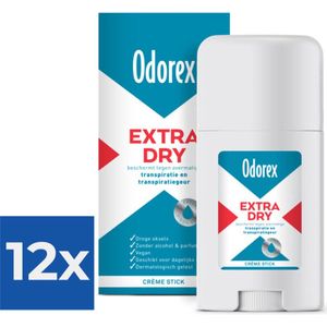 Odorex Extra Dry Deodorant Stick - Beschermt Je Optimaal Tegen Overmatige Transpiratie - Zonder Alcohol of Parfum - 40 ml - Voordeelverpakking 12 stuks