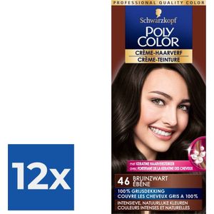 Schwarzkopf Poly Color Creme Haarverf 46 Bruinzwart - 1 stuk - Voordeelverpakking 12 stuks