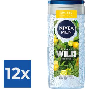 Nivea Douchegel Men  Extreme Wild Fresh Citrus 250 ml - Voordeelverpakking 12 stuks