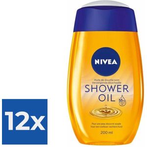 NIVEA Natural Shower Oil Doucheolie - 200 ml - Voordeelverpakking 12 stuks