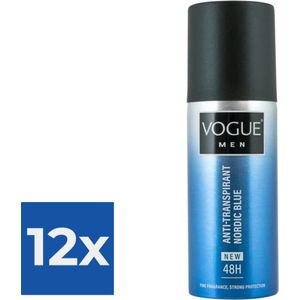 VOGUE Men Nordic Blue Anti-Transpirant Deodorant Spray 150 ML - Voordeelverpakking 12 stuks