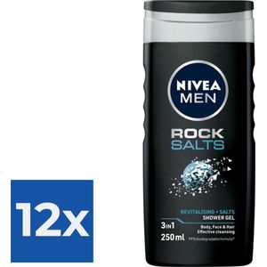 NIVEA Men Rock Salts Douchegel - 250 ml - Voordeelverpakking 12 stuks