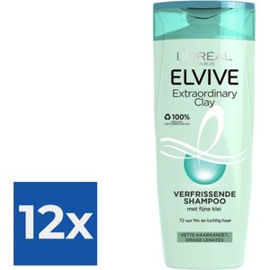 L'Oréal Paris Elvive Extraordinary Clay Shampoo - 250ml - Voordeelverpakking 12 stuks