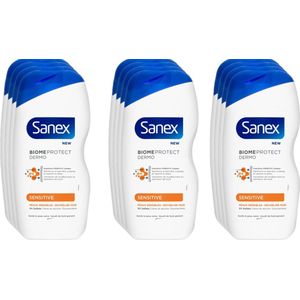 Sanex Douchegel - Dermo Sensitive - Voordeelverpakking 12 x 500 ml