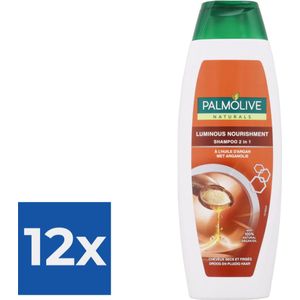 Palmolive Shampoo - 2 in 1 Luminous Nourishment Argan Oil 350 ml - Voordeelverpakking 12 stuks