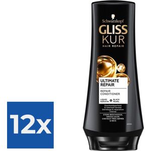 Gliss Kur Conditioner Ultimate Repair 200 ml - Voordeelverpakking 12 stuks
