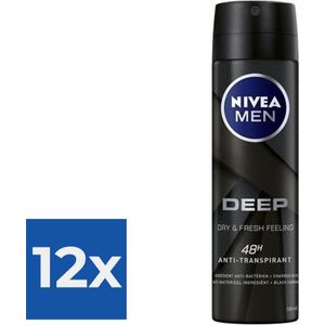 NIVEA MEN Deep Deodorant spray - 150 ml - Voordeelverpakking 12 stuks