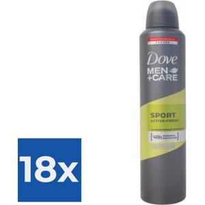 Deodorant Spray Dove Mens Sport Active + Fresh (250 ml) - Voordeelverpakking 18 stuks