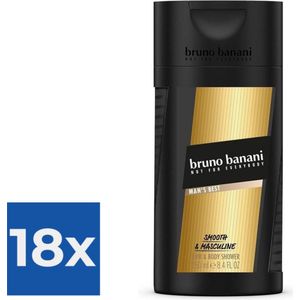 Bruno Banani Douchegel Men  Hair & Body Man’s Best 250 ml - Voordeelverpakking 18 stuks