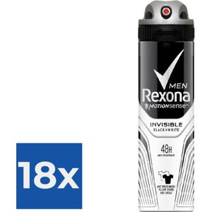 Rexona Deospray Men - Invisible Black + White - 150 ml - Voordeelverpakking 18 stuks