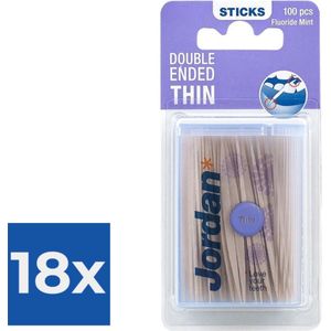 Jordan Dun 2-Zijdig - 100 st - Tandenstoker - Voordeelverpakking 18 stuks