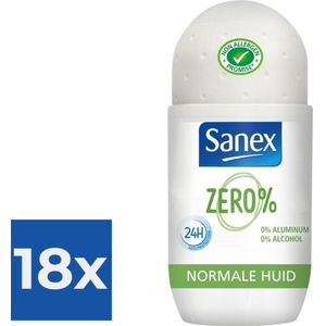 Sanex Deo Roll-on - Zero% Respect & Control 50 ml - Voordeelverpakking 18 stuks