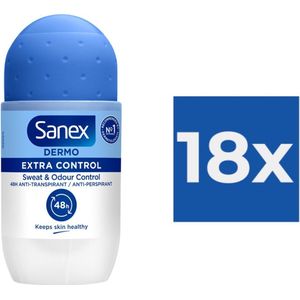 Sanex Dermo Extra Control Micro Talc Anti-Transpirant Deodorant Roller 50 ml - Voordeelverpakking 18 stuks