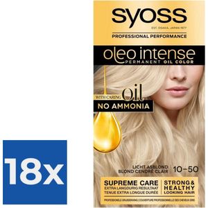 SYOSS Oleo Intense 10-50 Licht Asblond haarverf - 1 stuk - Voordeelverpakking 18 stuks