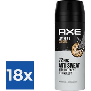 AXE Deo Spray 72H Dry - Leather & Cookies - 150 ml - Voordeelverpakking 18 stuks