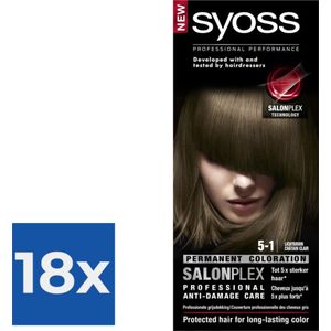 SYOSS Color baseline 5-1 Lichtbruin Haarverf - 1 stuk - Voordeelverpakking 18 stuks
