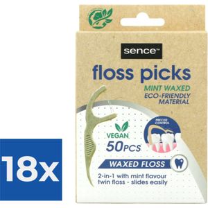 Sence Fresh Flosser 2 in 1 Bamboo 50 stuks - Voordeelverpakking 18 stuks