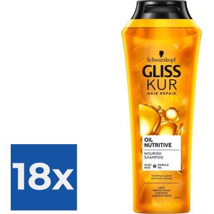 Gliss Kur Shampoo Oil Nutritive 250 ml - Voordeelverpakking 18 stuks