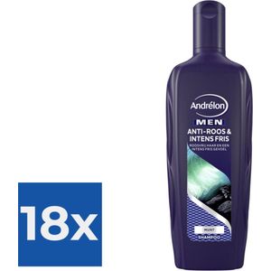 Andrélon Shampoo Men Anti-Roos & Intens Fris 300 ml - Voordeelverpakking 18 stuks
