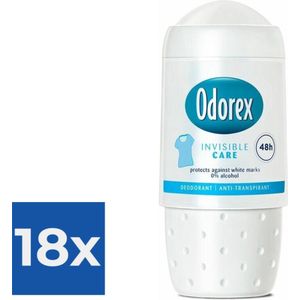 Odorex Deoroller - Invisible Clear 50 ml - Voordeelverpakking 18 stuks