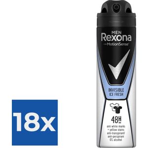 Rexona Men Invisible Ice - Deodorant - 150 ml - Voordeelverpakking 18 stuks