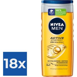 Nivea Douchegel Men - Active Energy 250 ml - Voordeelverpakking 18 stuks