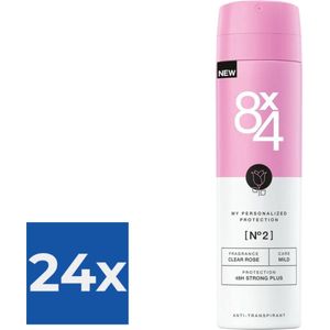 8x4 Deodorant Spray No 2 Clear Rose 150 ml - Voordeelverpakking 24 stuks