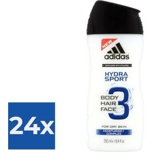 Adidas Douche & Shampoo Men - Hydra Sport 250ML - Voordeelverpakking 24 stuks
