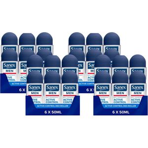 Sanex Men Active Control Anti Transpirant Deodorant Roller 50 ml - Voordeelverpakking 24 stuks