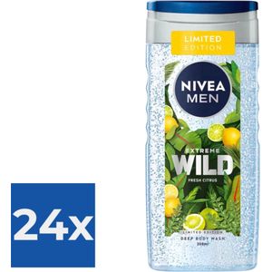 Nivea Douchegel Men  Extreme Wild Fresh Citrus 250 ml - Voordeelverpakking 24 stuks