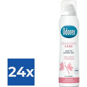 Odorex Deo Spray - Sensitive Care - 150 ml - Voordeelverpakking 24 stuks