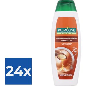 Palmolive Shampoo - 2 in 1 Luminous Nourishment Argan Oil 350 ml - Voordeelverpakking 24 stuks