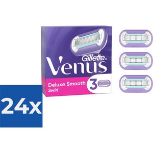 Gillette Venus Deluxe Smooth Swirl Scheermesjes Voor Vrouwen - 3 Navulmesjes - Voordeelverpakking 24 stuks