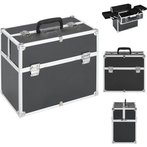 vidaXL Make-upkoffer - ABS en aluminium - 37x24x35 cm - zwart -