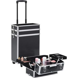 vidaXL Make-up Trolley - Houten Beauty Organizer - 37x22x78cm - Zwart -