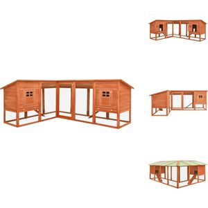 vidaXL Konijnenhok - Konijnenhokken - Houten Konijnenhok - Houten Konijnenhokken - Konijnenhok voor buiten met ren massief vurenhout bruin