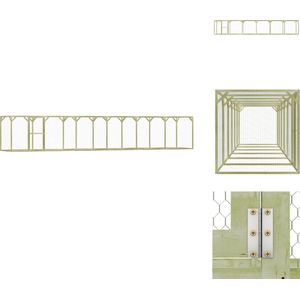 vidaXL Kippenverblijf - Houten frame - 1.5 x 9 x 1.5 m - Groen en zilver - Hok