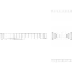 vidaXL Hondenkennel - Gegalvaniseerd Staal - 1210 x 440 x 180 cm - Met Deur - Zilver - Kennel