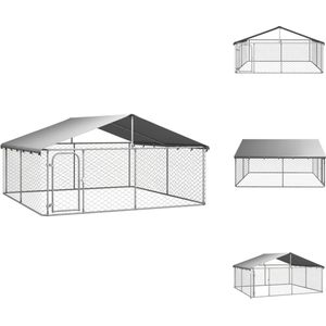 vidaXL Hondenkennel Groot - 300 x 300 x 150 cm - Duurzaam gegalvaniseerd staal - Inclusief dak en vergrendelingssysteem - Zilver - Kennel