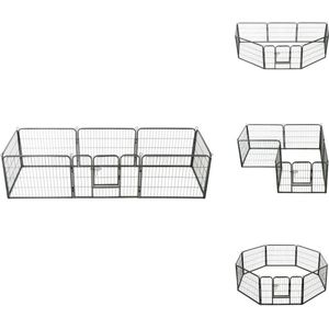 vidaXL Speelren - Speelrennen - Hondenren - Hondenrennnen - Hondenren met 8 panelen 80x60 cm staal zwart