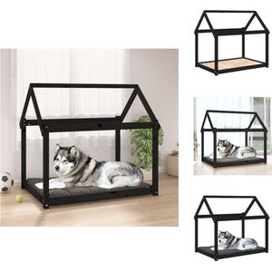 vidaXL Hondenmand - Hondenmanden - Hondenbed - Puppymand - Hondenmand 111x80x100 cm massief grenenhout zwart