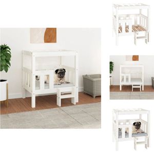 vidaXL Hondenmand - Hondenmanden - Hondenbed - Puppymand - Hondenmand 65-5x43x70 cm massief grenenhout wit