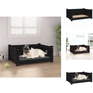 vidaXL Hondenmand - Hondenmanden - Hondenbed - Puppymand - Hondenmand 65-5x50-5x28 cm massief grenenhout zwart