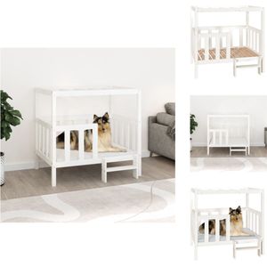 vidaXL Hondenmand - Hondenmanden - Hondenbed - Puppymand - Hondenmand 105-5x83-5x100 cm massief grenenhout wit