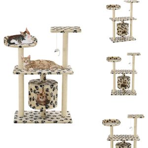 vidaXL Krabpaal - Krabpalen - Kattenboom - Kattenbomen - Kattenkrabpaal met sisal krabpalen 95 cm pootafdrukken beige