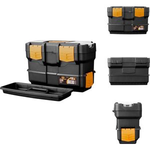 vidaXL Gereedschapskoffer - zwart en geel - 350 x 170 x 230 mm - stevige clipsluitingen - Gereedschapskoffer