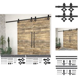 vidaXL Onderdelen Set Voor Schuifdeuren - Onderdelen Sets Voor Schuifdeuren - Rail Voor Schuifdeuren - Rails Voor Schuifdeuren - Hardwaresets voor schuifdeuren 2 st 200 cm staal zwart