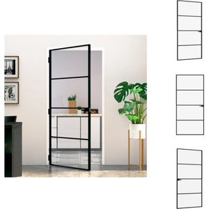 vidaXL Binnendeur - Binnendeuren - Deur - Deuren - Binnendeur 93x201,5 cm gehard glas en aluminium smal zwart