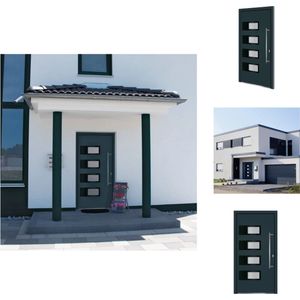 vidaXL Voordeur - Voordeuren - Buitendeur - Voor Deur - Voordeur 110x210 cm aluminium en PVC antracietkleurig